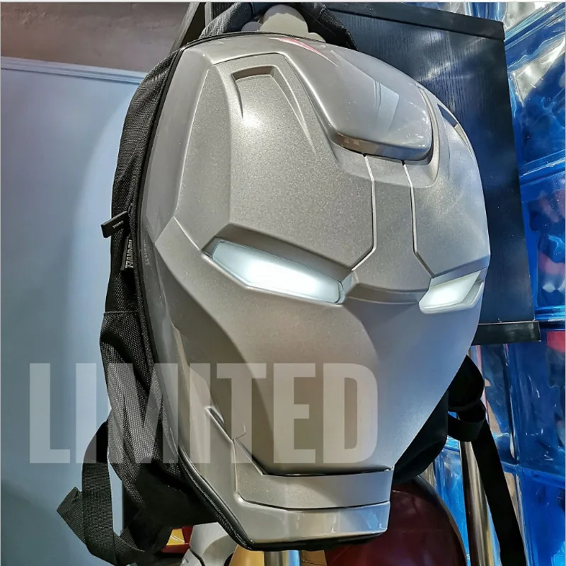 Marvel Iron Man Motorcycle Bag Cartoon Light Up Cool Large Backpack Adult Travel Backpack Animation Capacity Helmet Bag Gift