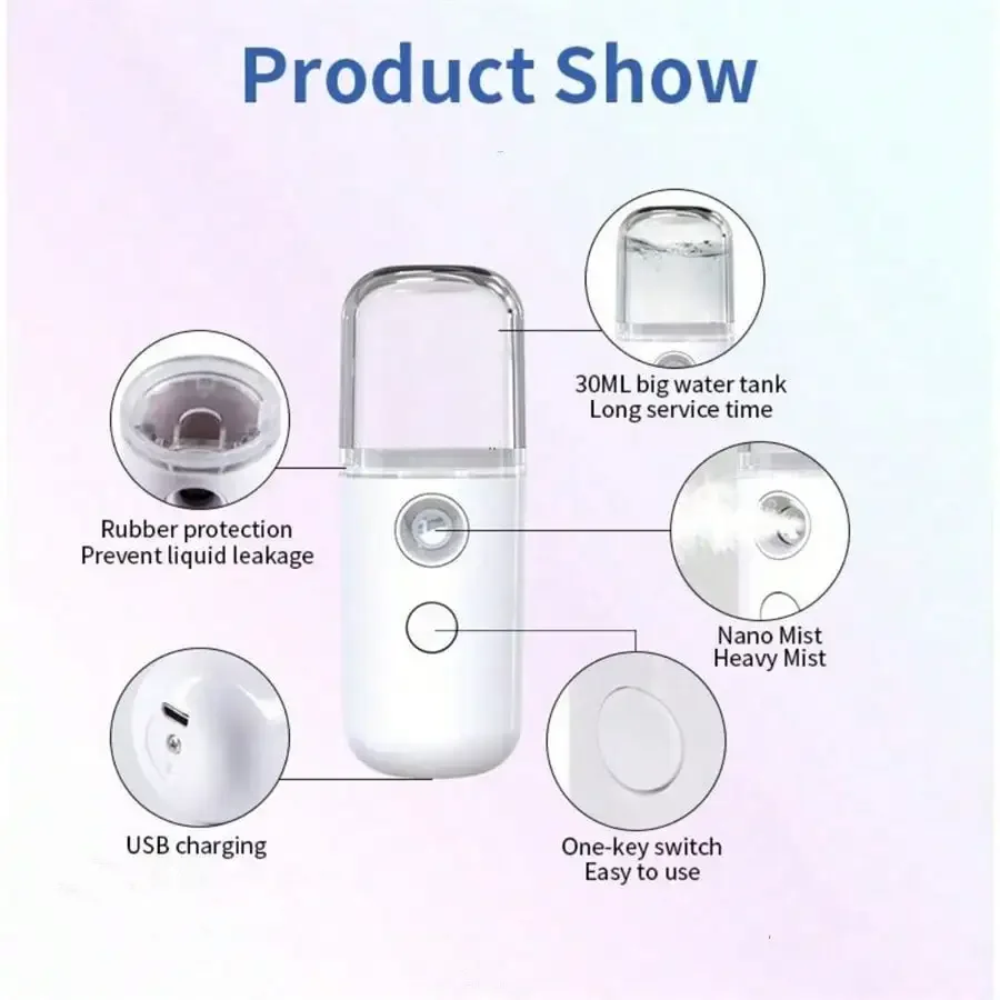 30 مللي مرطب صغير محمول قابل لإعادة الشحن صغير لاسلكي نانو بخاخ وجه شخصي صانع ضباب رائع مبيد مرطب #4
