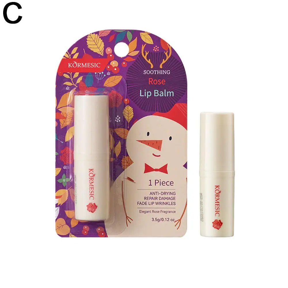 Christmas Moisturizing Lip Balm ยาวนานเส้นกันน้ําเครื่องสําอางริมฝีปาก Fine Repair Lip Smooth Makeup Care Nourishing J2u6