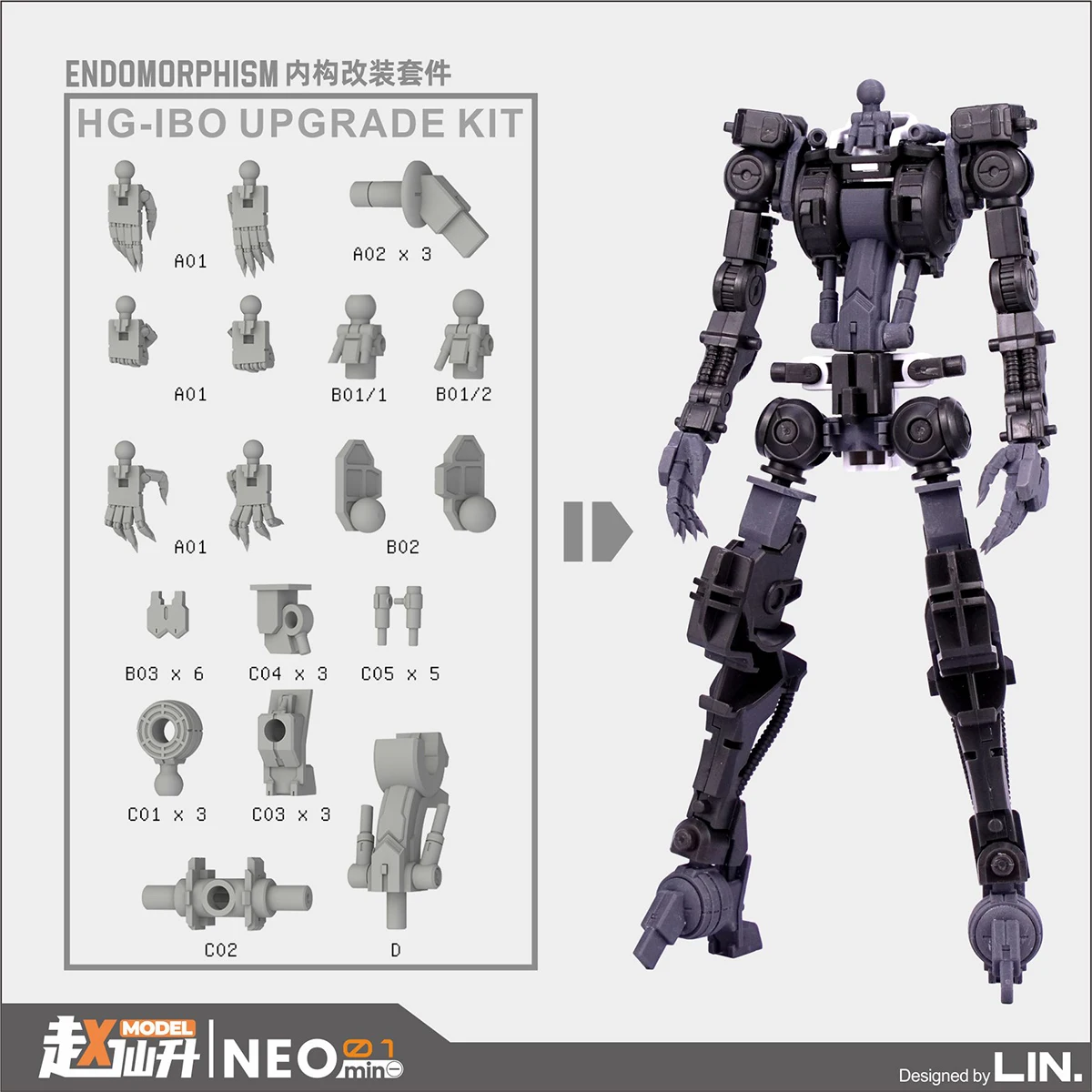 GZS STUDIO ثلاثية الأبعاد مطبوعة HG-IBO طقم ترقية الإطار إضافة لـ HG 1/144 هيكل عظمي ذو دمية حديدية تعديل نموذج صنع أجزاء
