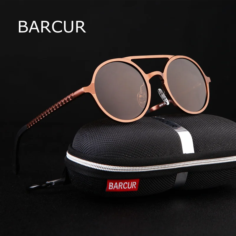 BARCUR Steampunk Polarized Sunglasses Men Light Weight Retro Vintage Women Sun Glasses for Men