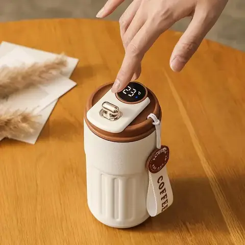 Bouteille isotherme en acier inoxydable de 450 ml avec affichage de la température LED, tasse à café, maintient au chaud et au froid, mug thermique, thermos de voyage.