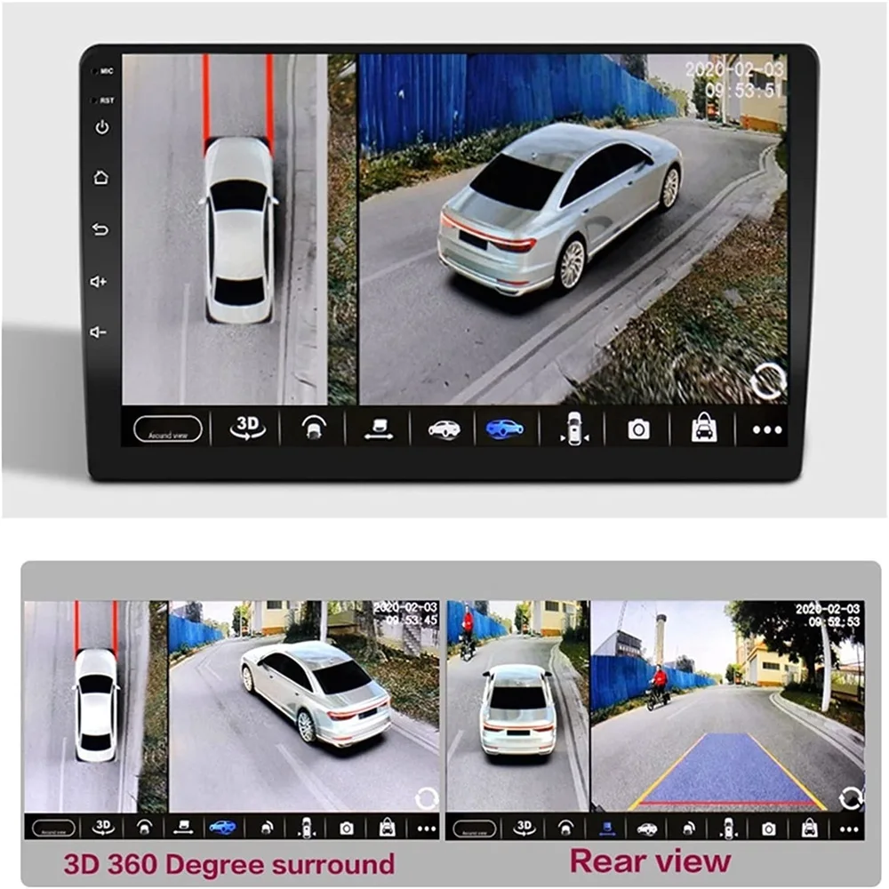 Cámara panorámica envolvente para coche, sistema de cámara de visión nocturna para Android, Radio automática, 360 P, AHD, derecha + frontal