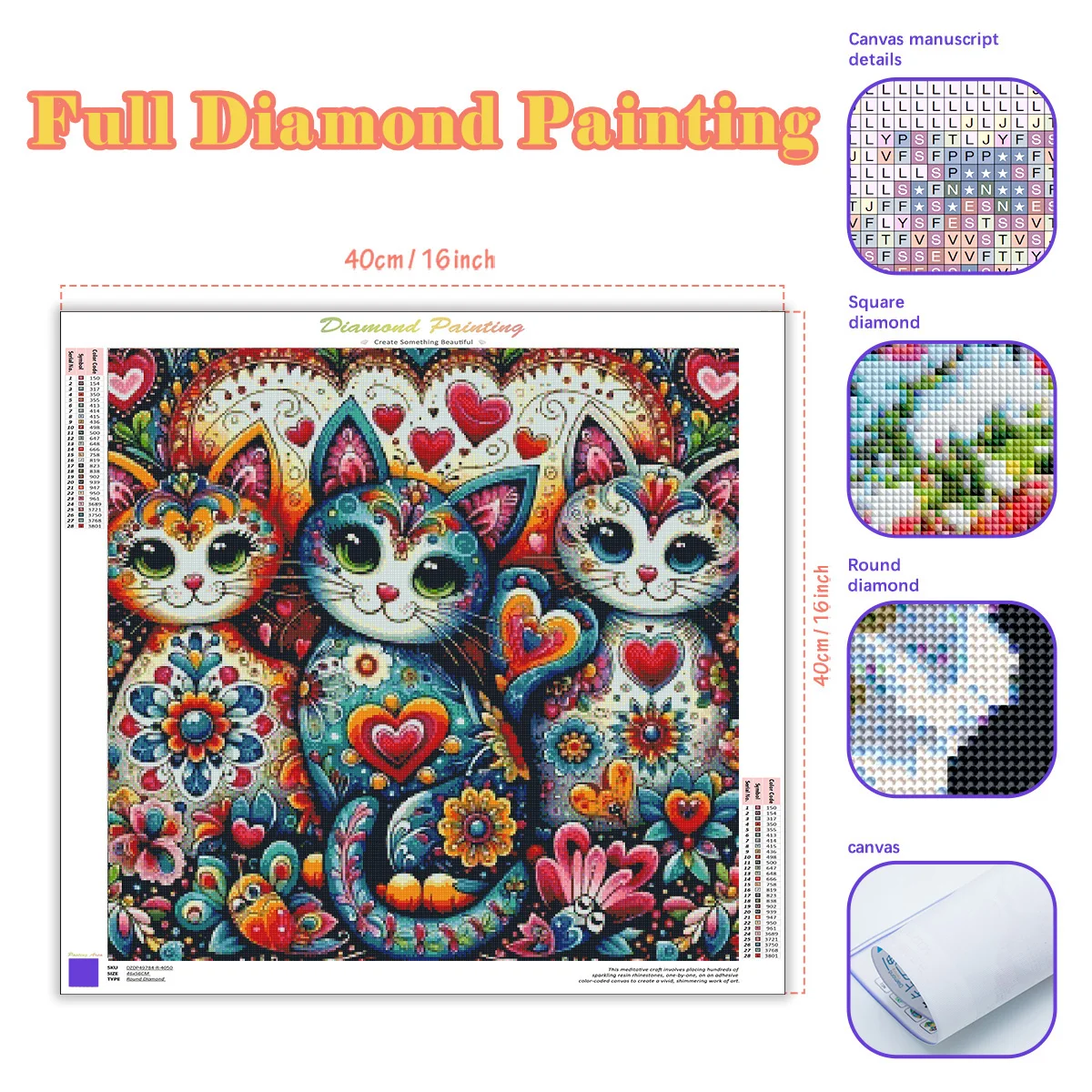 RUOPOTY Diamond Painting Kits Flowers Cat Full Round Square Diamonds Art Picture Complete Kit Cross Stitch Embroidery Diy Crafts