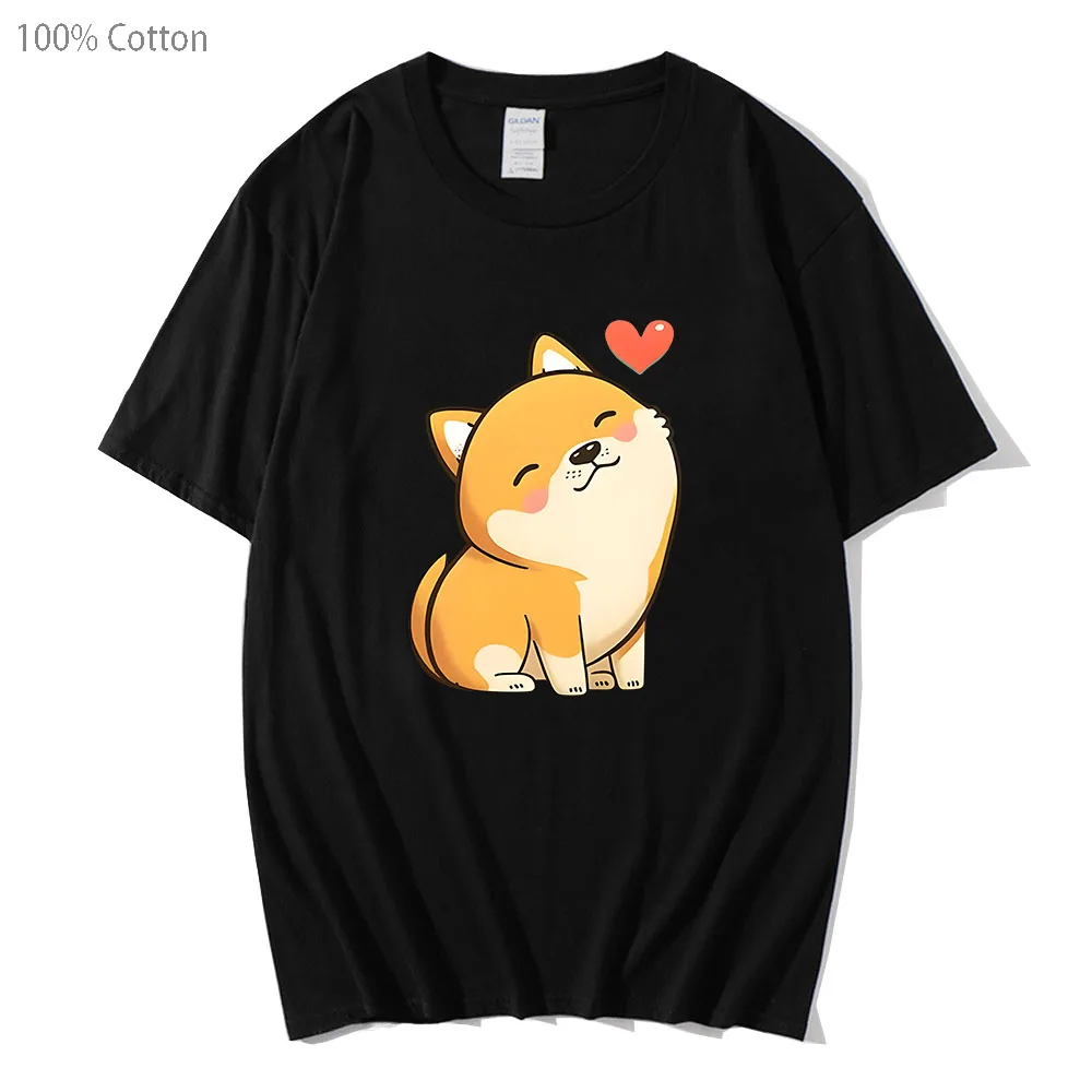 Shiba Dog, camiseta unisex, 100% algodão, roupas fofas kawaii, roupas estéticas casuais, homens e mulheres, verão