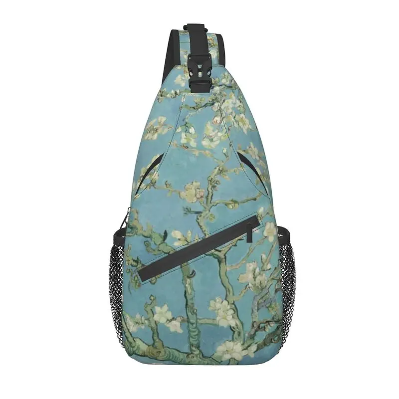 Almond Blossoms By Vincent Van Gogh Sling Chest Crossbody Bag Men Fashion Flowers Painting Shoulder Backpack for Camping Biking