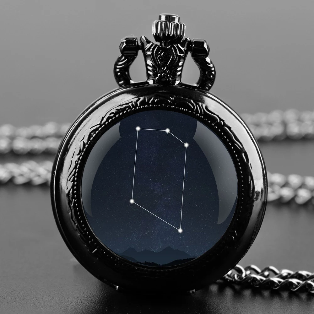 

Microscopium Constellation Romantic Gift Vintage Arabic Numerals Quartz Pocket Watch Necklace Pendant Clock Chain Men Women Gift