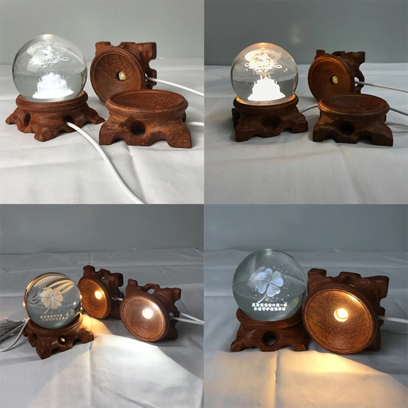 

Solid Wood Led Light Dispaly Base LED Lights Display Base Wooden Lighted Base Stand Lasers Crystal Glass Night Lighted