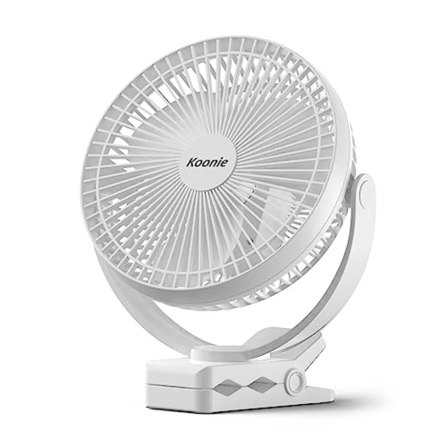 

Portable Clip on Fan 8-Inch 10000mAh USB Rechargeable Battery Operated 4 Speeds Strong Airflow Sturdy Clamp for Office Desk Gol