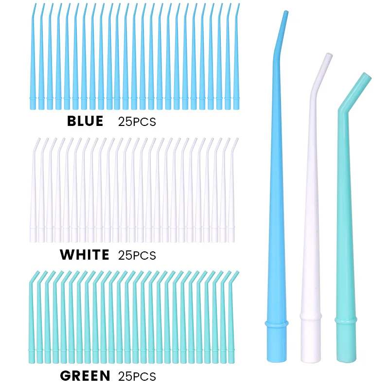 25pcs Disposable Dental Saliva Ejector Elbow Suction Tips Long Type Dentistry Clinic Strong Suction Tube Dentisty Consumables