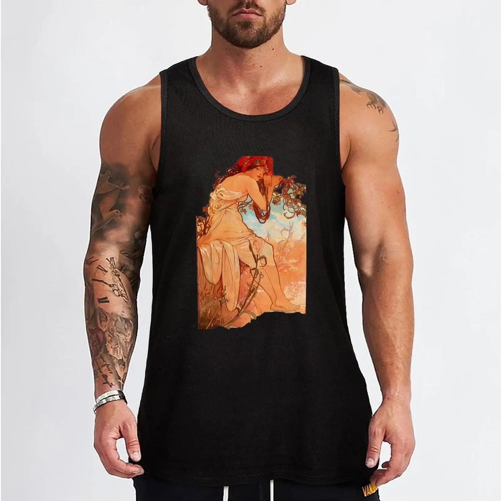 Art Nouveau illustration Tank Top Men's gym t shirts