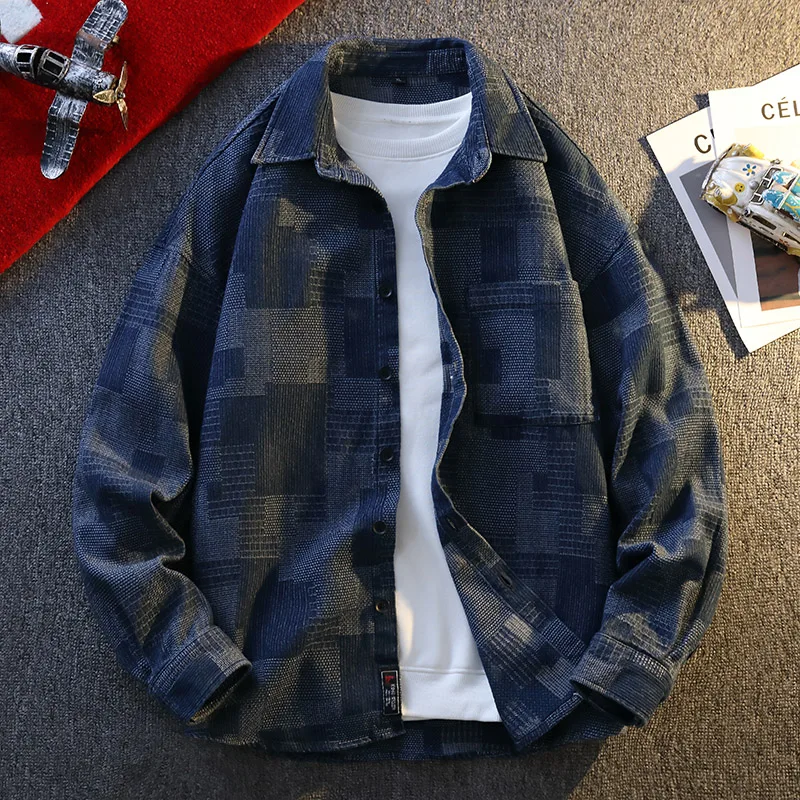 

Retro Japanese Sle Men's Long Sve Denim irt Casual Thin Outerwear Spring Autumn Seasonal Classic Workwear Jaet