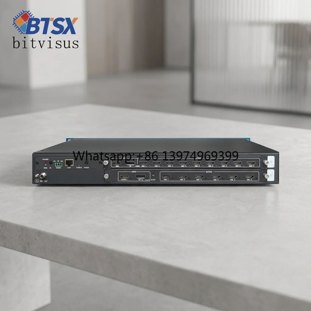 8K60 HDMI DP to 15 HDMI Video Wall Processor Independent Bezel Fine Tuning Network Remote Power Control for Mall Advertising