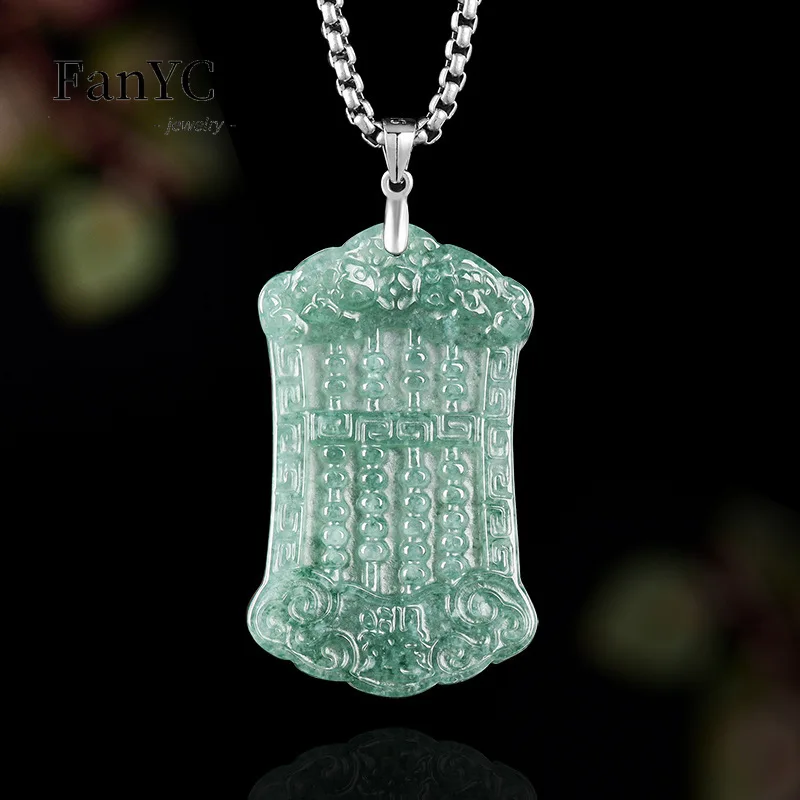

Natural Jadeite Blue Water Prosperity Abacus Pendant S925 Silver Fashionable Exquisite Ice-Type Jadeite Necklace Ladies' Gift