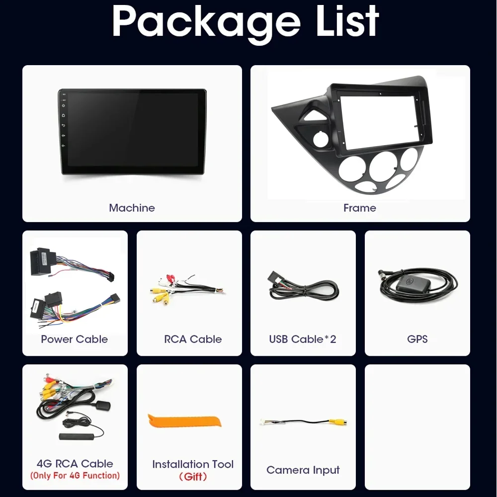 For Ford Fiesta 1995-2001 Focus 1998-2004 Car Radio 4G WIFI Multimedia Video Player Navigation GPS Carplay Android DSP Head Unit