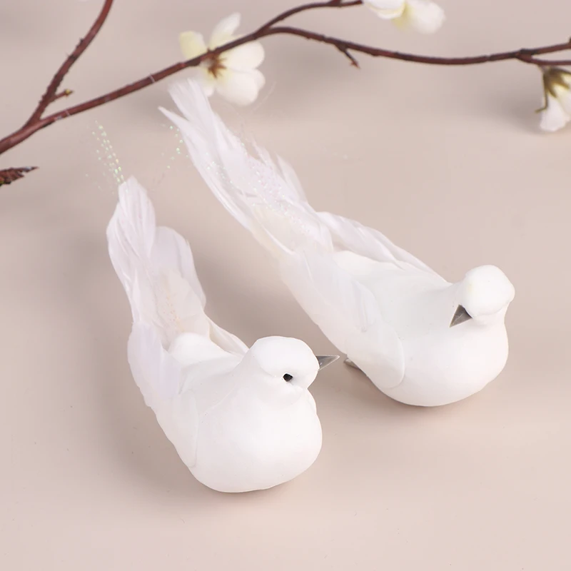 △ 1Pc Artificial Pigeon Birds Fake Doves Simulation Feather Pigeon Christmas Tree Wedding Party Ornaments Home Living Room Decor
