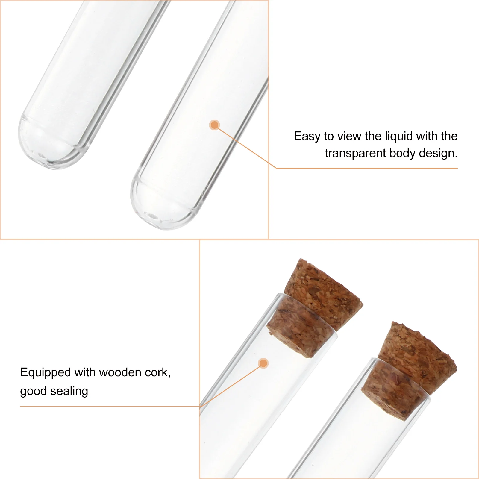 

40Pcs Transparent Tubes With Wooden Stoppers Essential For School Projects And Experiments