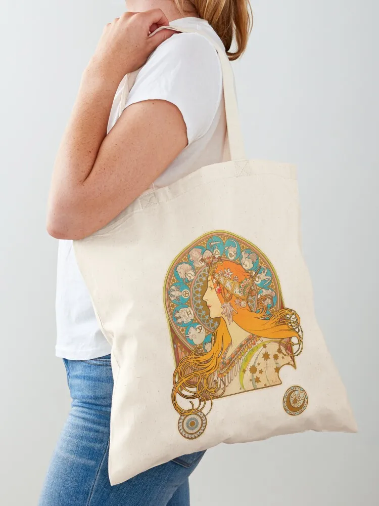 

Zodiac, (1896) - Alphonse Mucha. HIGH DEFINITION Tote Bag Women's bags Woman shopper bag custom canvas bag