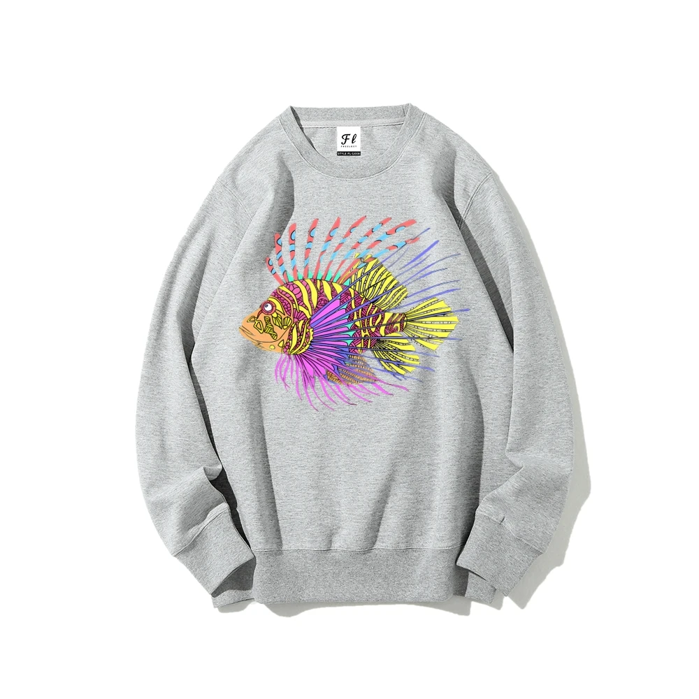 Bluzy Neutralne Streetwearowe Bluzy z Kapturem Odzież Y2K Graficzny Damski Sweter z Nadrukiem Ryb Casual Luźny Krój Unisex Zimowy Styl