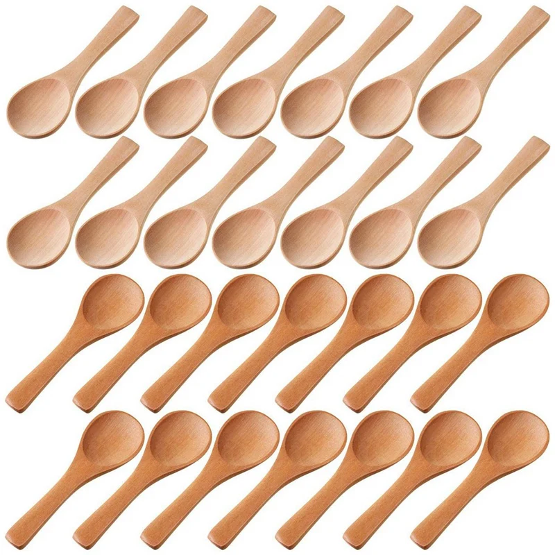 

Small Wooden Spoons Mini Tasting Spoons Condiments Salt Spoons For Kitchen Cooking Seasoning Oil Coffee Tea Sugar 150Pcs