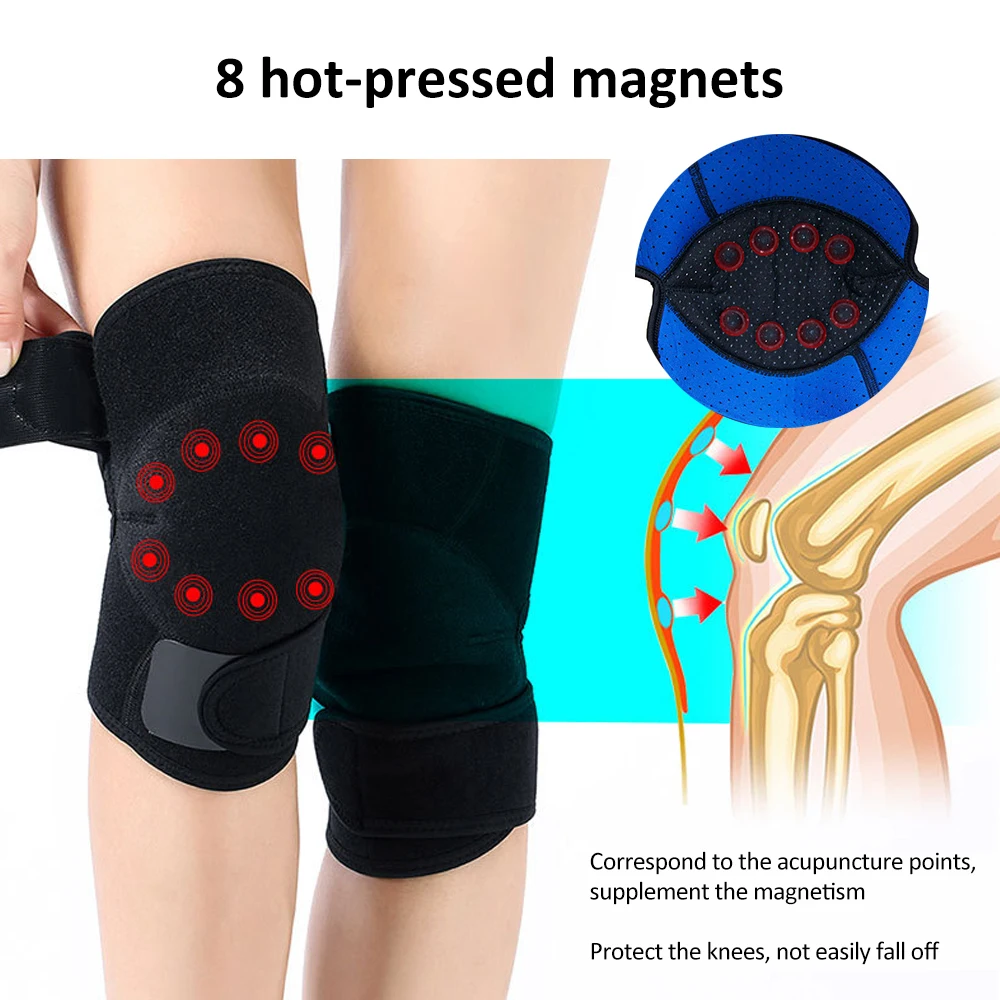 2pcs Tourmaline Magnetic Therapy Knee Pads Self Heating Pain Relief Arthritis Bone Care Knee Support Patella Massage Sleeves