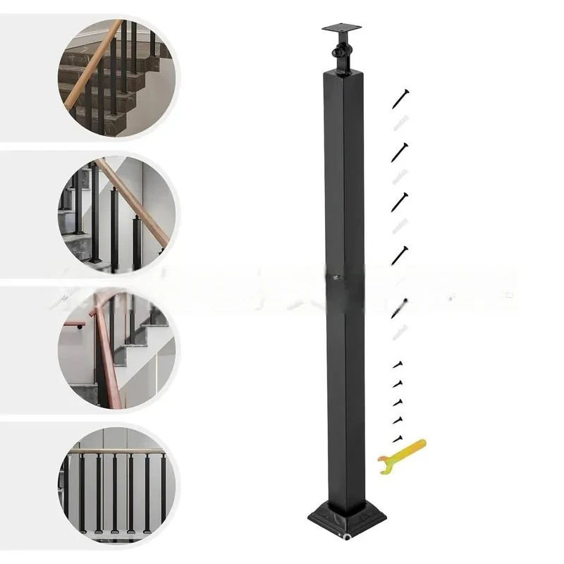 for Stair Balustrade Column Indoor Kit Black Square Metal Spindle