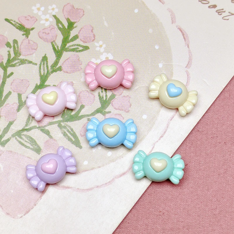 30Pcs New Cute Mini Kawaii Cartoon Mixed Color Candy Heart Series Resin Scrapbook Diy Manicure Wedding Hairpin Accessories Craft