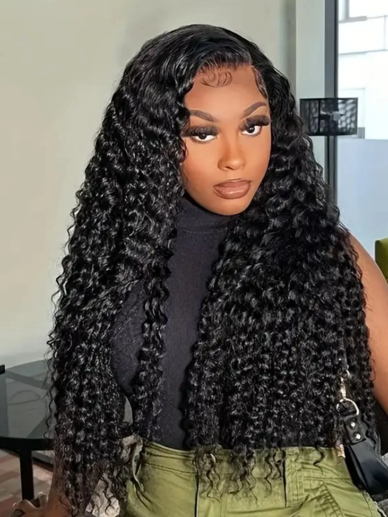 Парик без клея, 40 дюймов, 200% плотности, естественного цвета