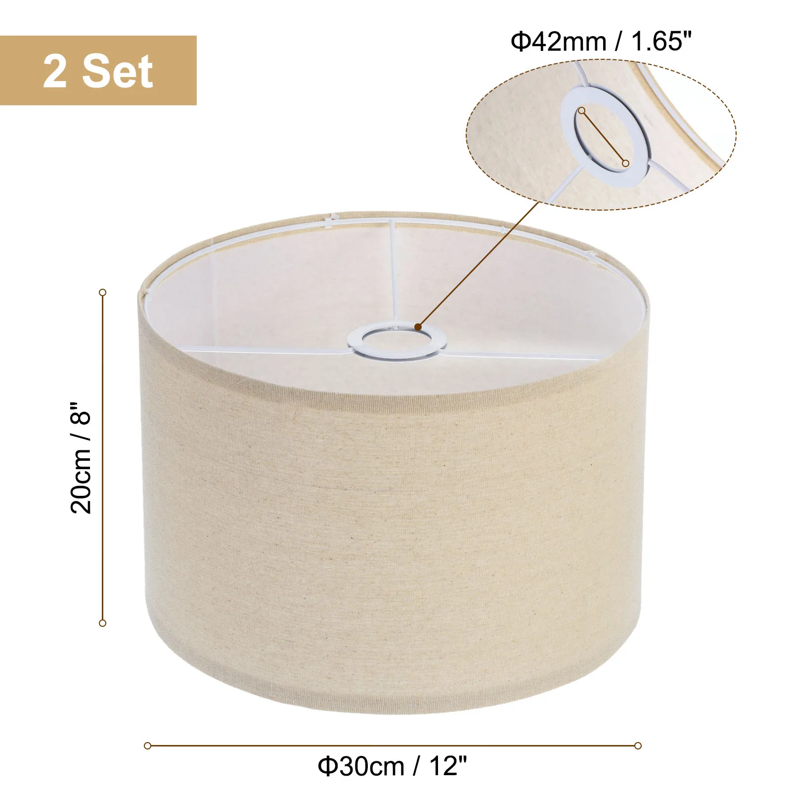 2Set Cream Drum Lamp Shades 12