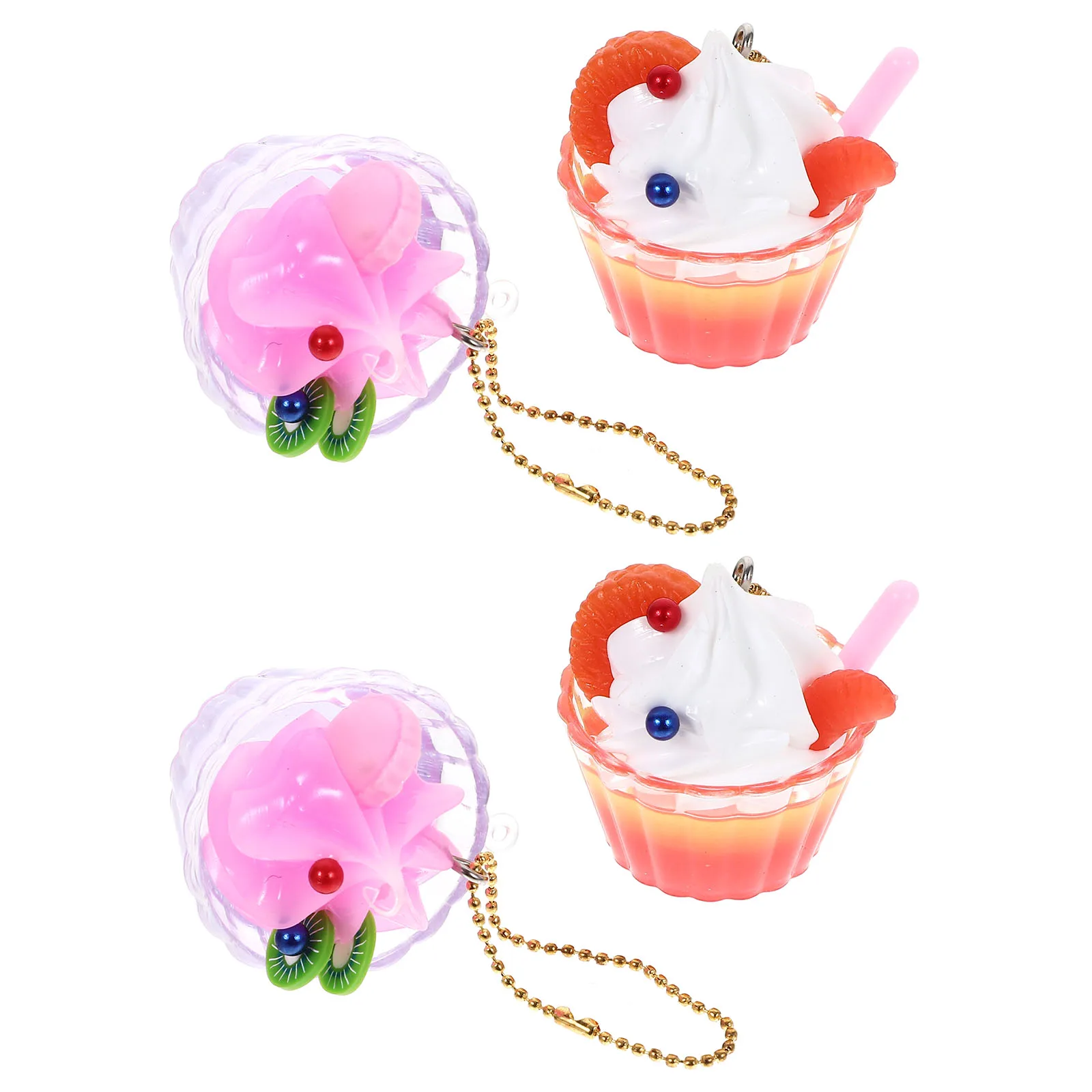 

4 Pcs Ice Cream Cup Hanging Chain Accessories Charms Cute Pendant Handbag Phone Miss