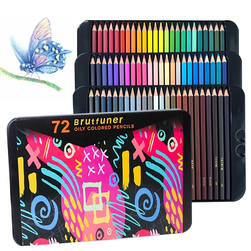 

Art Supplies 72/120 Colored Pencils Set Quality Soft Core Oil Color Leads for Adult Artists Professionals and Colorists Tin Box