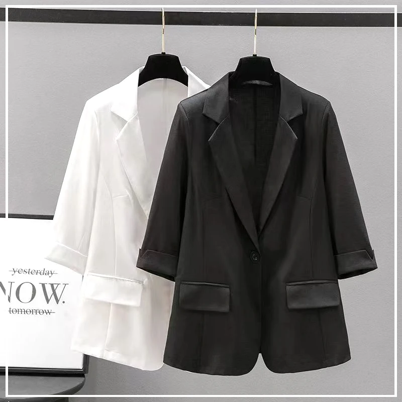 Korean Version Thin Style Self Cultivation Occupation Commuting Simple Ice Shreds One Button Women's Suit Top Spring Summer 2024