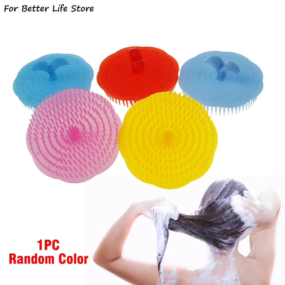 1Pcs Silicone Head Massage Brush Bathroom Products Plastic Sanitary Comb Washing Hair Scalp Shower Body Without Deformation