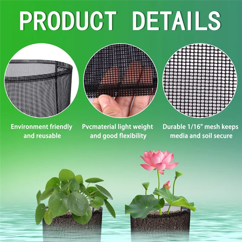 

ABVG-4 Pcs X Aquatic Planting Bags - Reusable Mesh Water Garden Pond Plant Pot - Breathable Square Lily Pots For Swamp