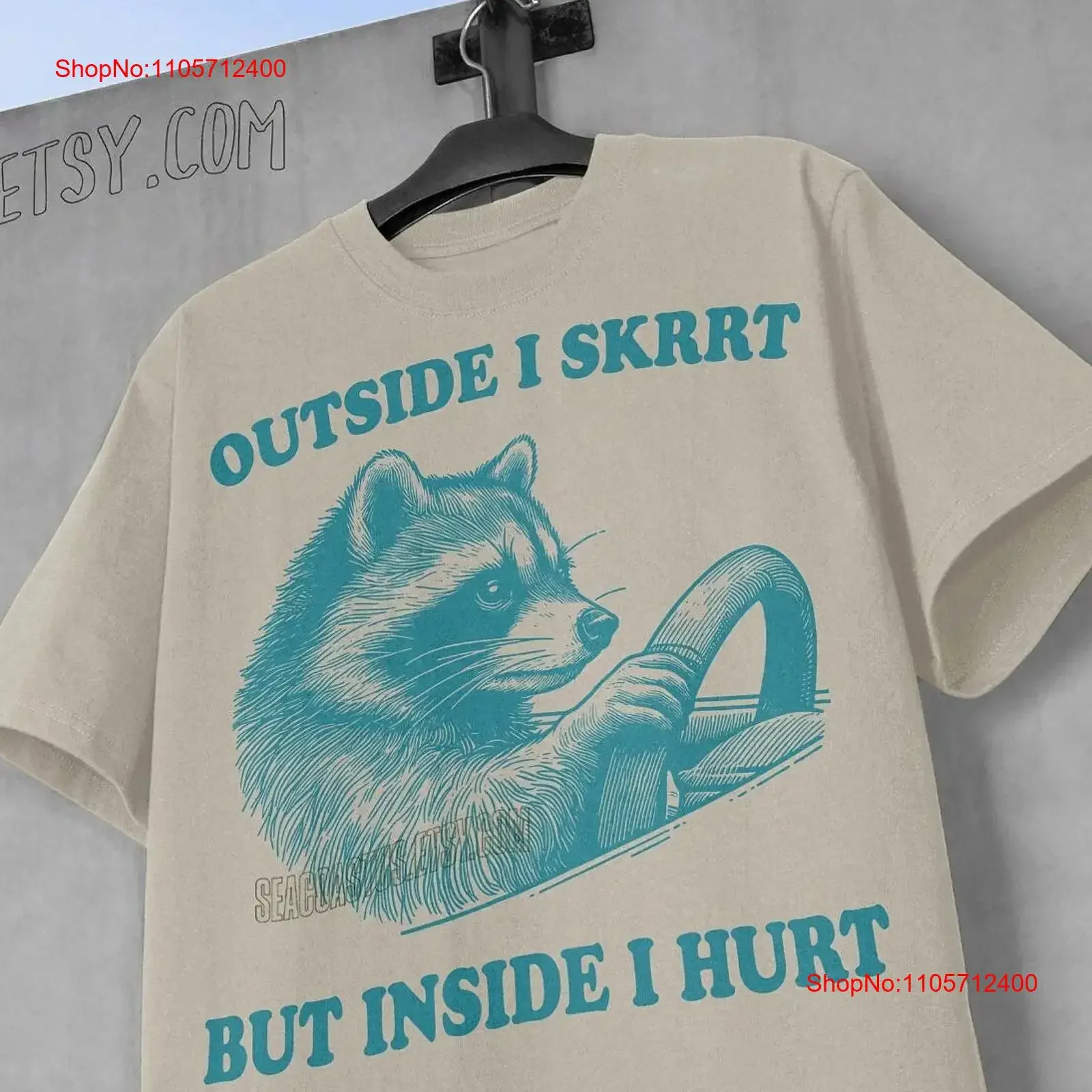Outside I Skrrt But Inside Hurt Retro T Shirt Vintage Raccoon Trash Panda 90S Meme Funny Relaxed vintage Washed