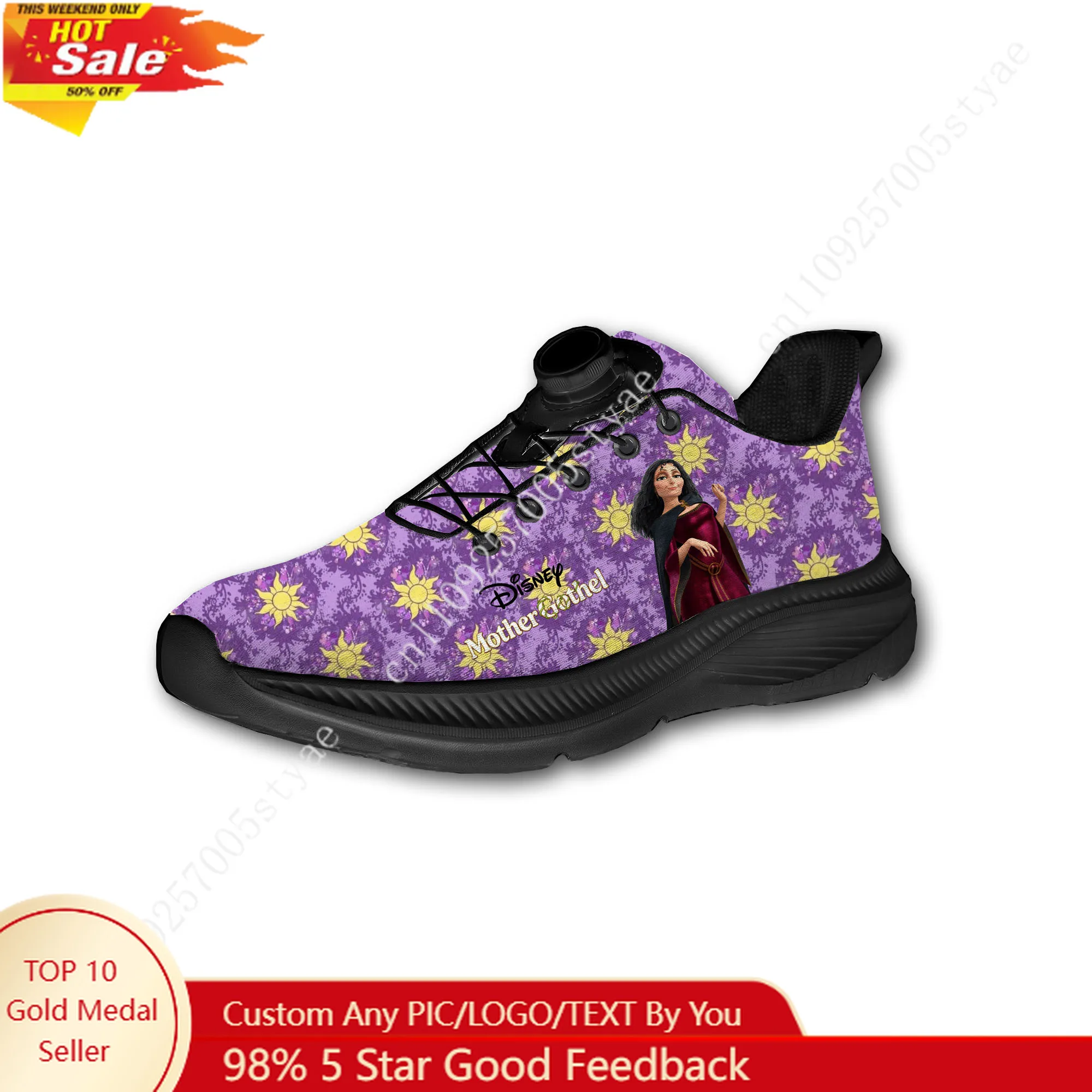 

Mother Gothel Sport Shoes Custom Men Woman Rotating Button No Tie Shoes Design Photo Logo Text Soft Sneakers Unisex Holiday Gift