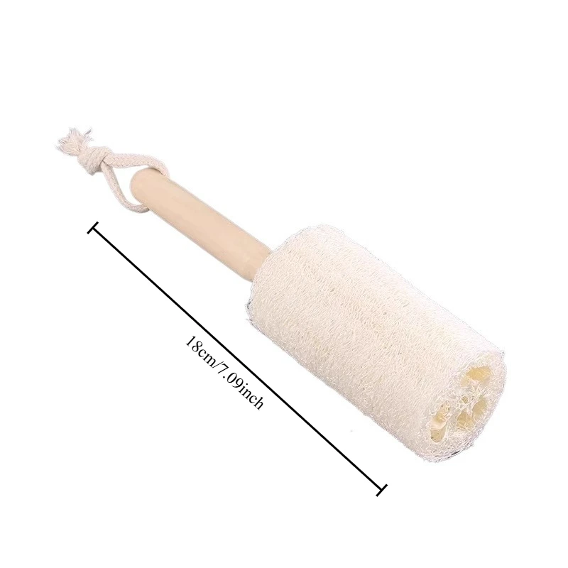 1PC Vintage dishwashing brush with long handle Household non oil washing pot brush Hanging solid wood handle luffa cup brush