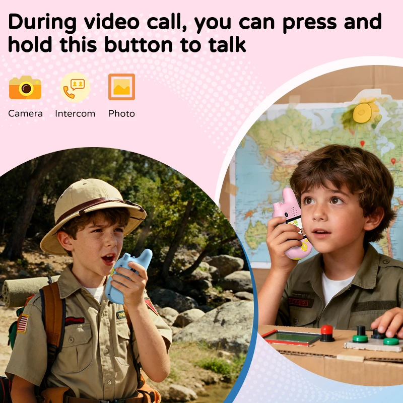 2pcs USB Charging Children's video  HD call  2IN One-Click Call Camping Toys walkie takie Camera KIDS Christmas Gift Mobile call