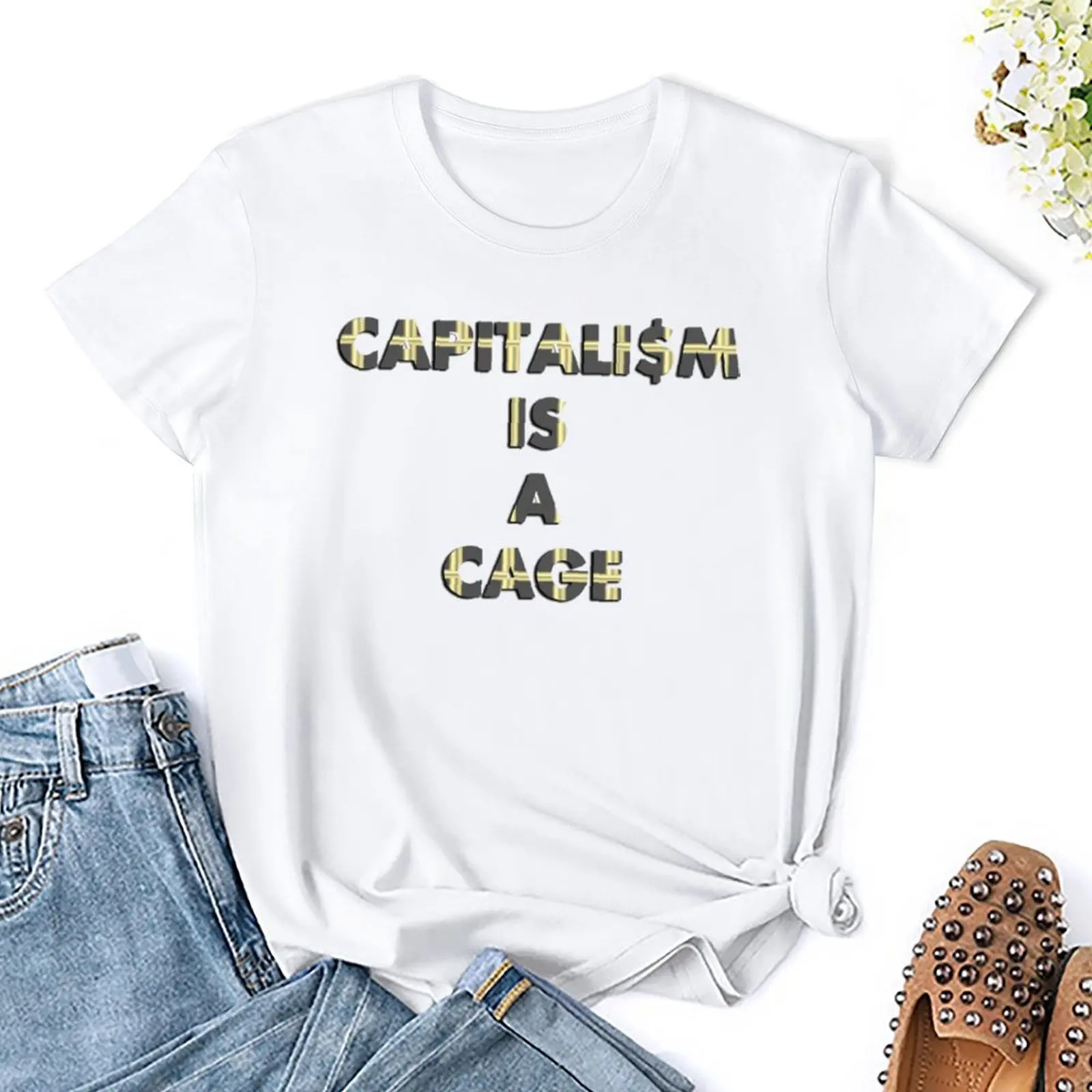 Fresh Capitalism Is A Cage for Sale T-shirt  Sports Tees Classic Nerd Aactivity Competition