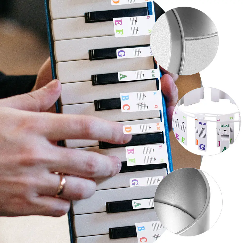 2Sets Professional Piano Keyboard Strip Durable Anti Sweat Non Fading Numbered Notation Label 61 Keys Piano Note Chart Guide