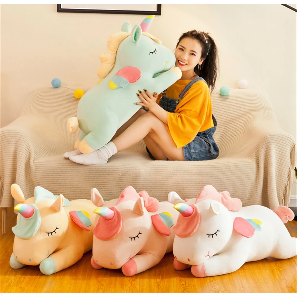 Cute Pony kawaii Plush Toy Rainbow Angel Unicorn Girl Heart Plush Doll Simulation Pony Stuffed Pillow Girlfriend Birthday Gift