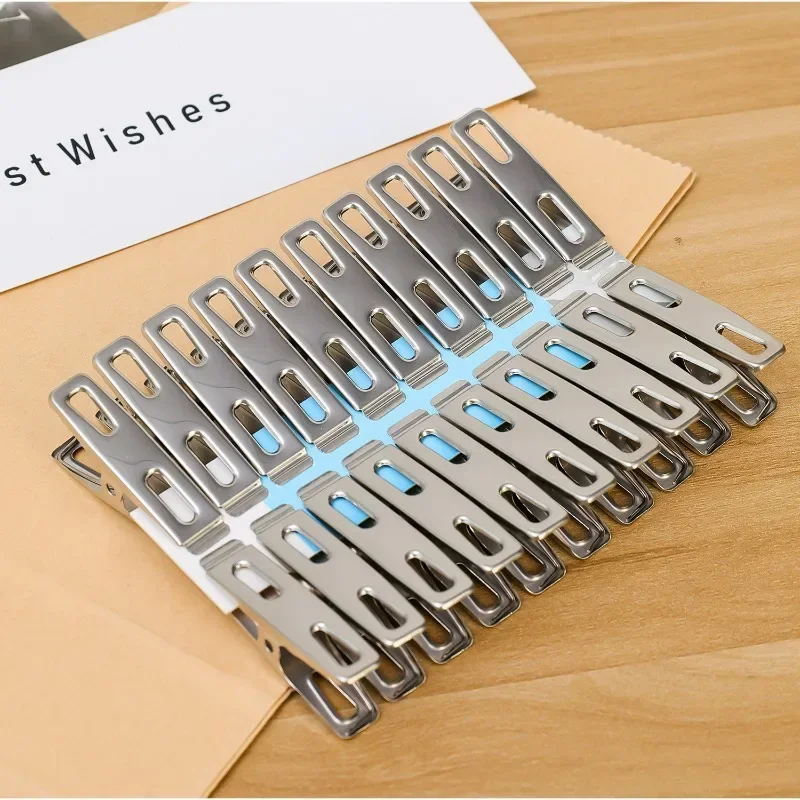100/20PCS Non-Slip Clothes Pegs Stainless Steel Laundry Hanging Pins Drying Clothes Hanger Picture Clips Food Sealing Clamp image 3