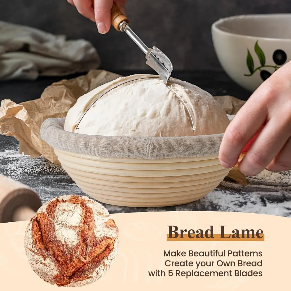 1set Professional Baking Tools 24 Oz Sourdough Starter Jar Pastry Mat Scraper Bread Slicing Knife Gloves for Home DIY Baking Kit