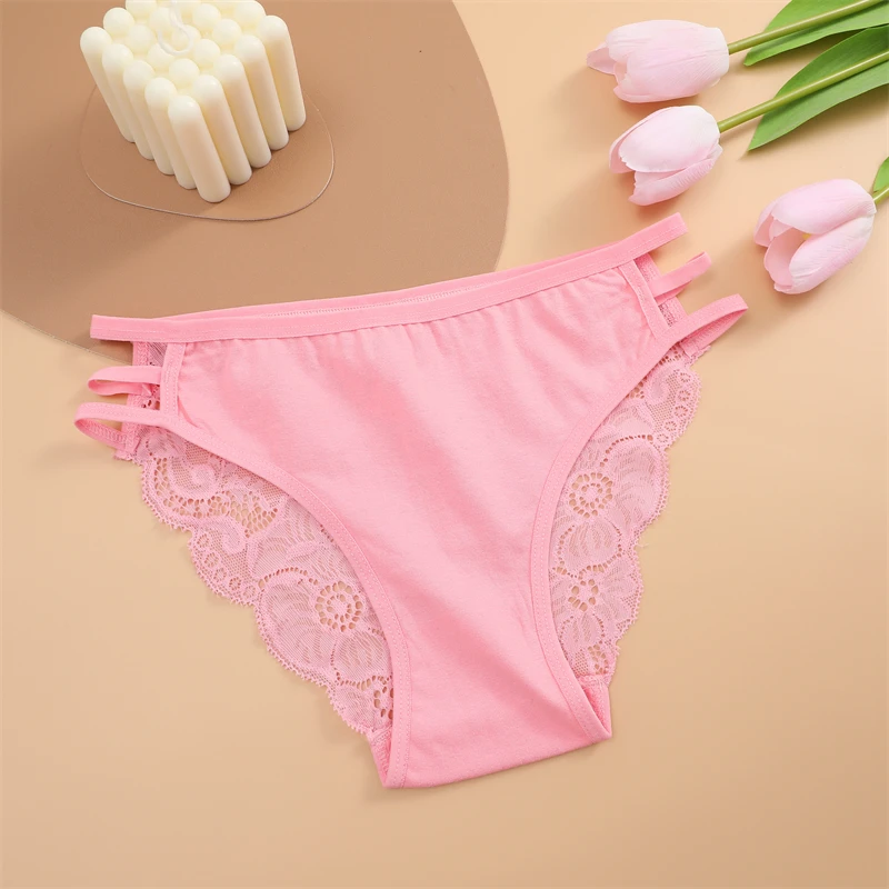 FINETOO 3PCS Women Seamless Underpants Triple Waist Panties Sexy Lace Floral Perspective Briefs Female Soft Low Rise Lingerie