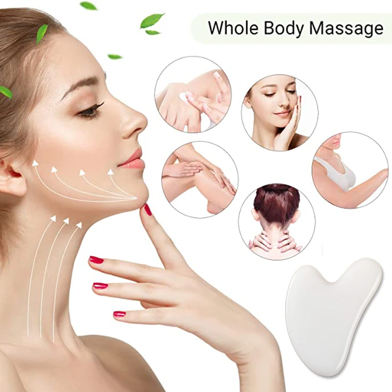 Natural White Jade Gua Sha Board Jade Stone Scraping Massager Gouache Scraper Facial Lift SPA Acupuncture Skin Care Tools