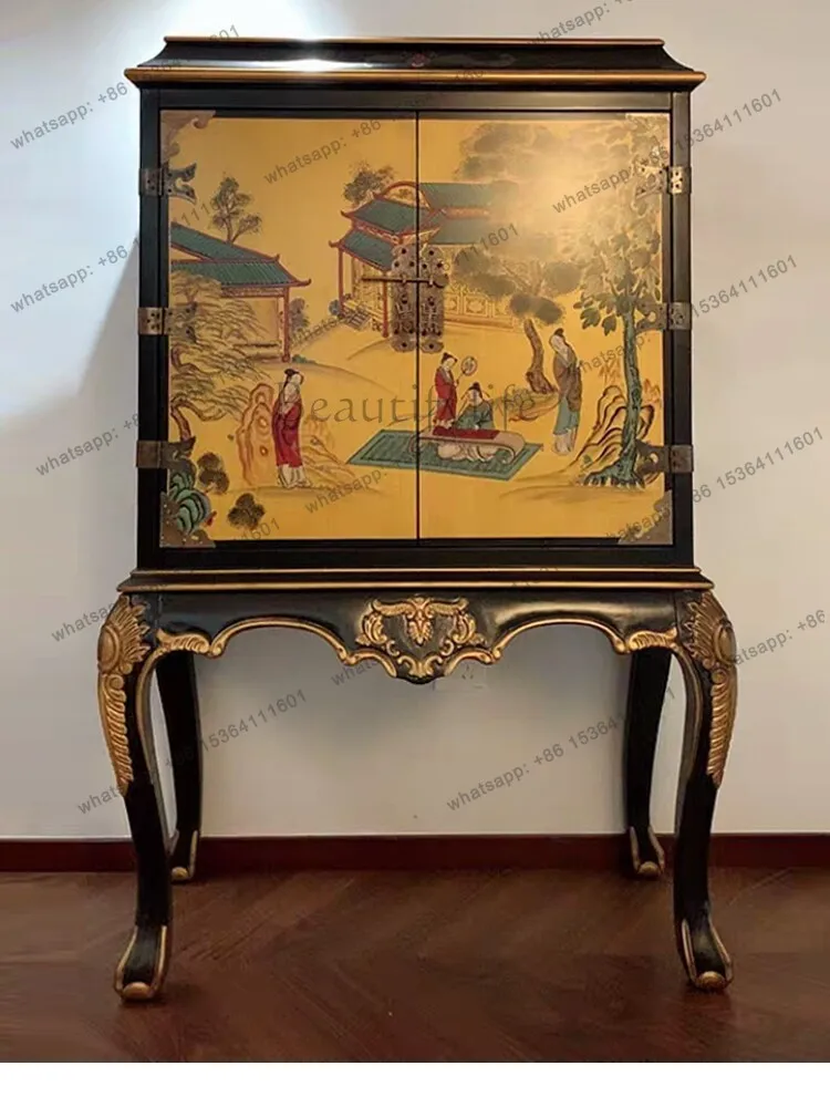 

New Chinese-style solid wood porch cabinet entry living room decorative partition locker