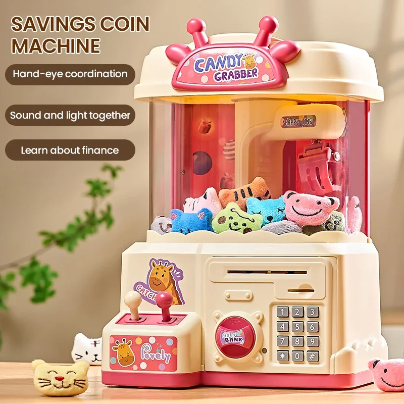 Klaue Maschine Diy Puppe Maschine Sparschwein Münze Betrieben Spielen Spiel Klaue Fangen Kran Maschinen Musik Puppe Kinder Weihnachten Geschenke Spielzeug