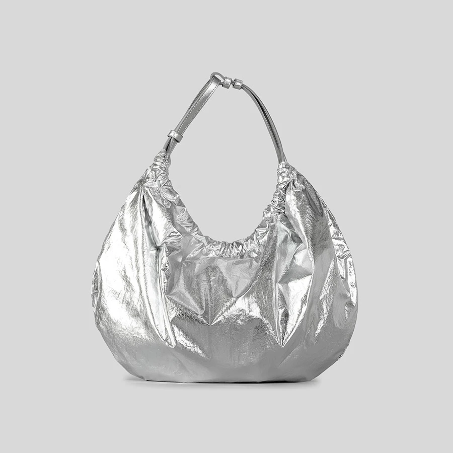 Imagem -03 - Meia Lua Prata Bolsas para Mulheres Bolsas de Designer de Luxo e Bolsas 2023 Novo na Moda Alta Qualidade Simples Plissado Grande Capacidade Ombro Chegada Rápida