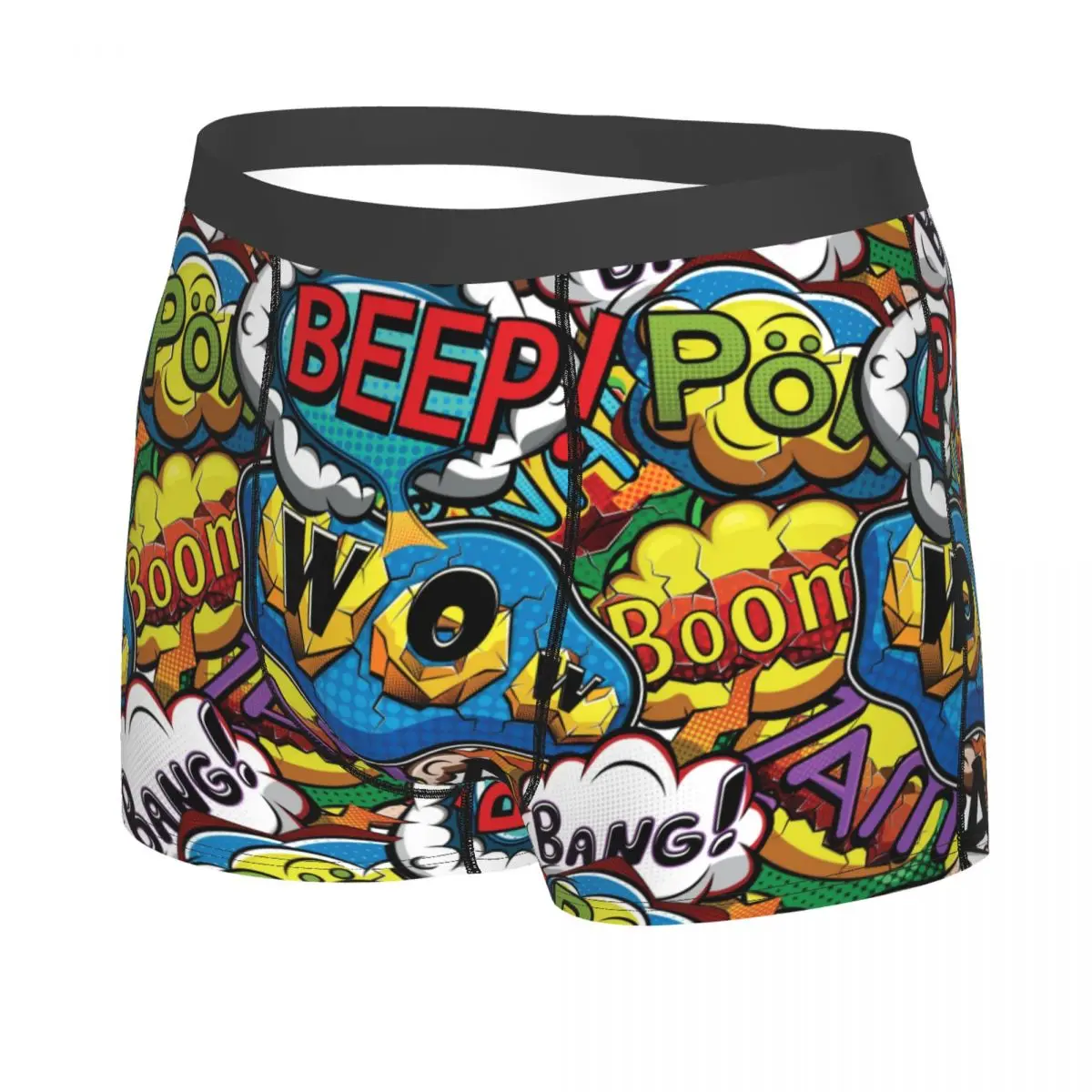 Custom Multicolored Comics Speech Bubbles Underwear Men Sexy Printed Boxer Briefs Shorts Panties Soft Underpants