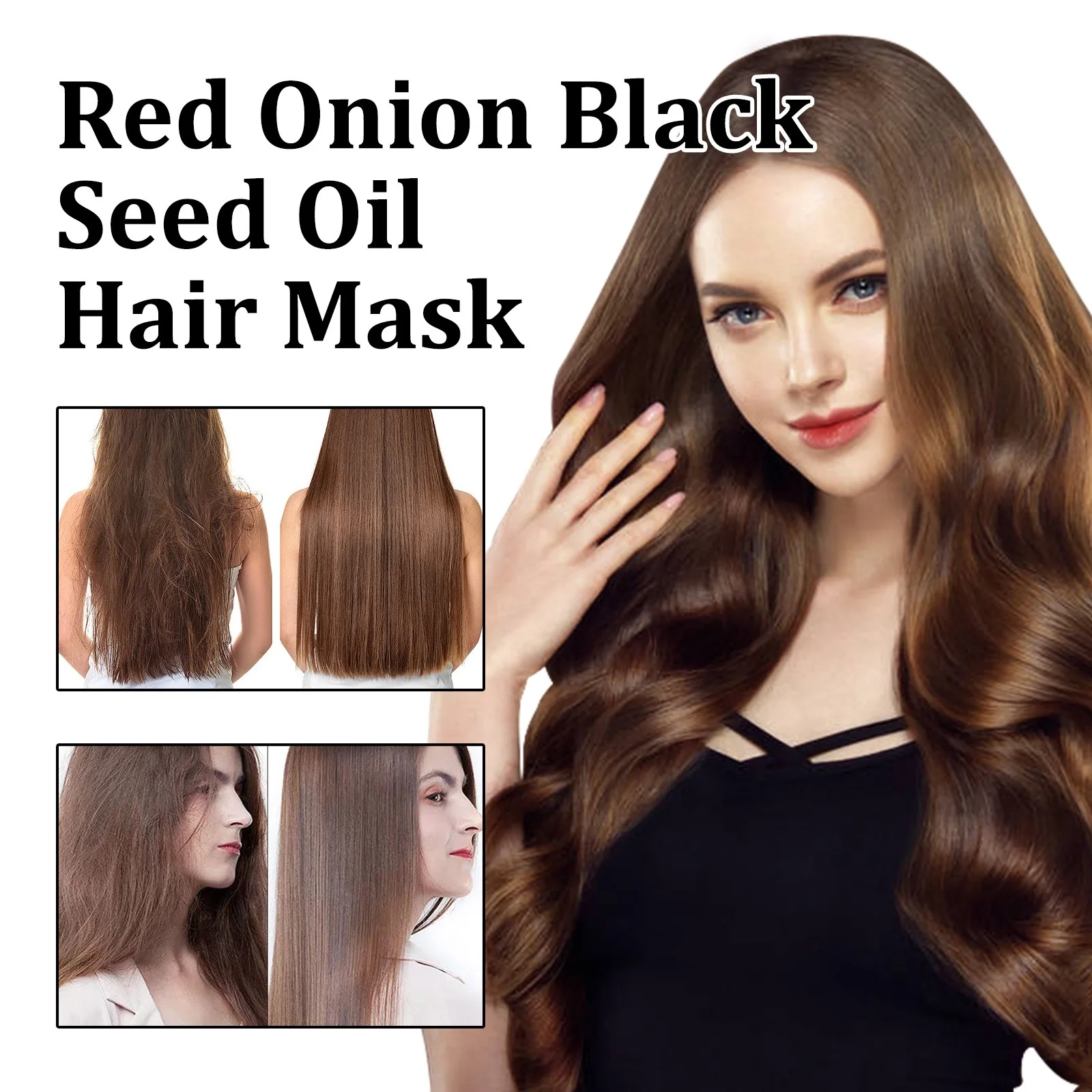 EELHOE Red Onion Black Seed Oil Shampoo+Hair Mask Nourishing Hair Mask Improve Damaged Hair Repair Smoothing Straightening - view 5